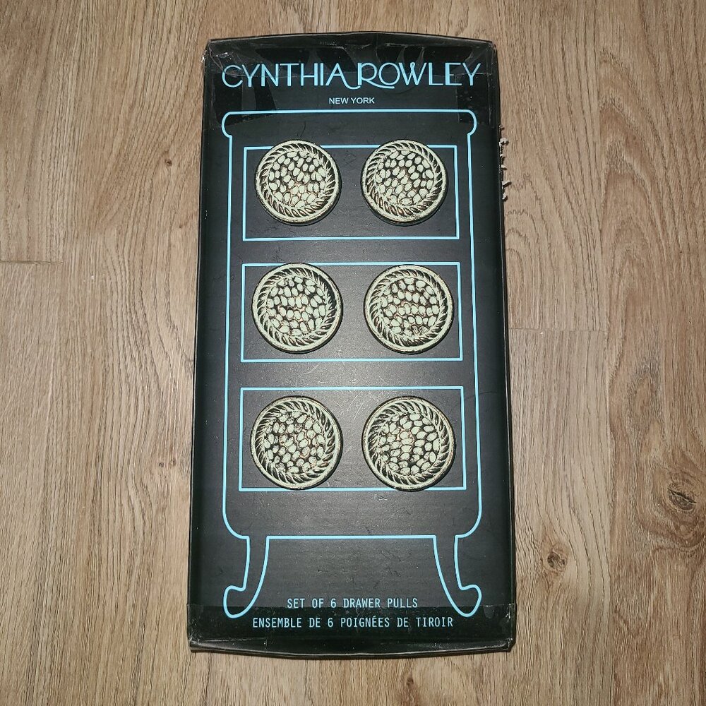 New Cynthia Rowley Drawer Pulls Whitewashed Bronze 6 Knobs